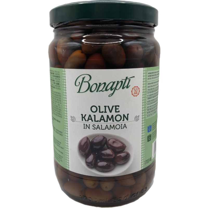 ACEITUNA KALAMATA BONAPTI EN SALMUERA 1.7KG/MASA DRENADA 950GR