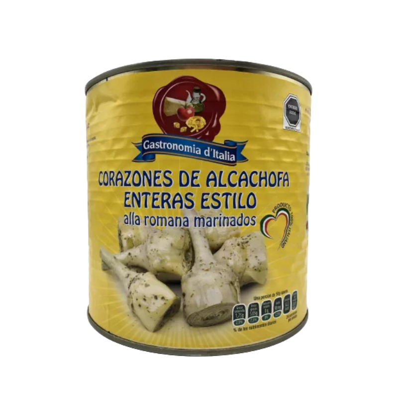 CORAZÓN DE ALCACHOFA ENTERA ESTILO ALLA ROMANA 2.4KG/ MASA DRENADA 1.2KG GASTRONOMIA D' ITALIA