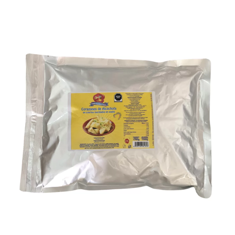 BOLSA ALCACHOFA EN GAJOS MARINADA ITALMEDITERRANEA 1.7kg/MASA DRENADA 1.36KG