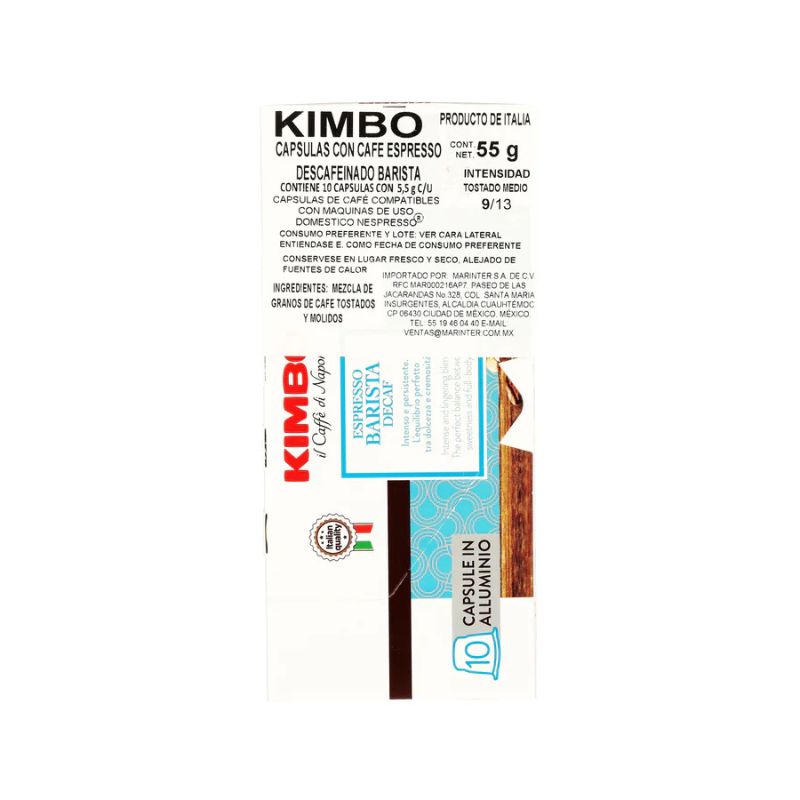 CAPSULA NESPRESSO KIMBO DESCAFEINADO 10 CAPSULAS DE 55GR C/U